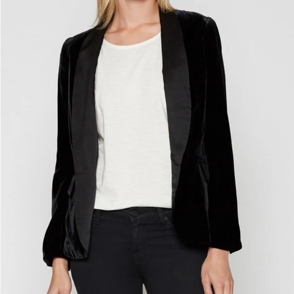 Joie black silk velvet Mehira tuxedo blazer jacket - size 10 (Medium) NWOT - Picture 3 of 5
